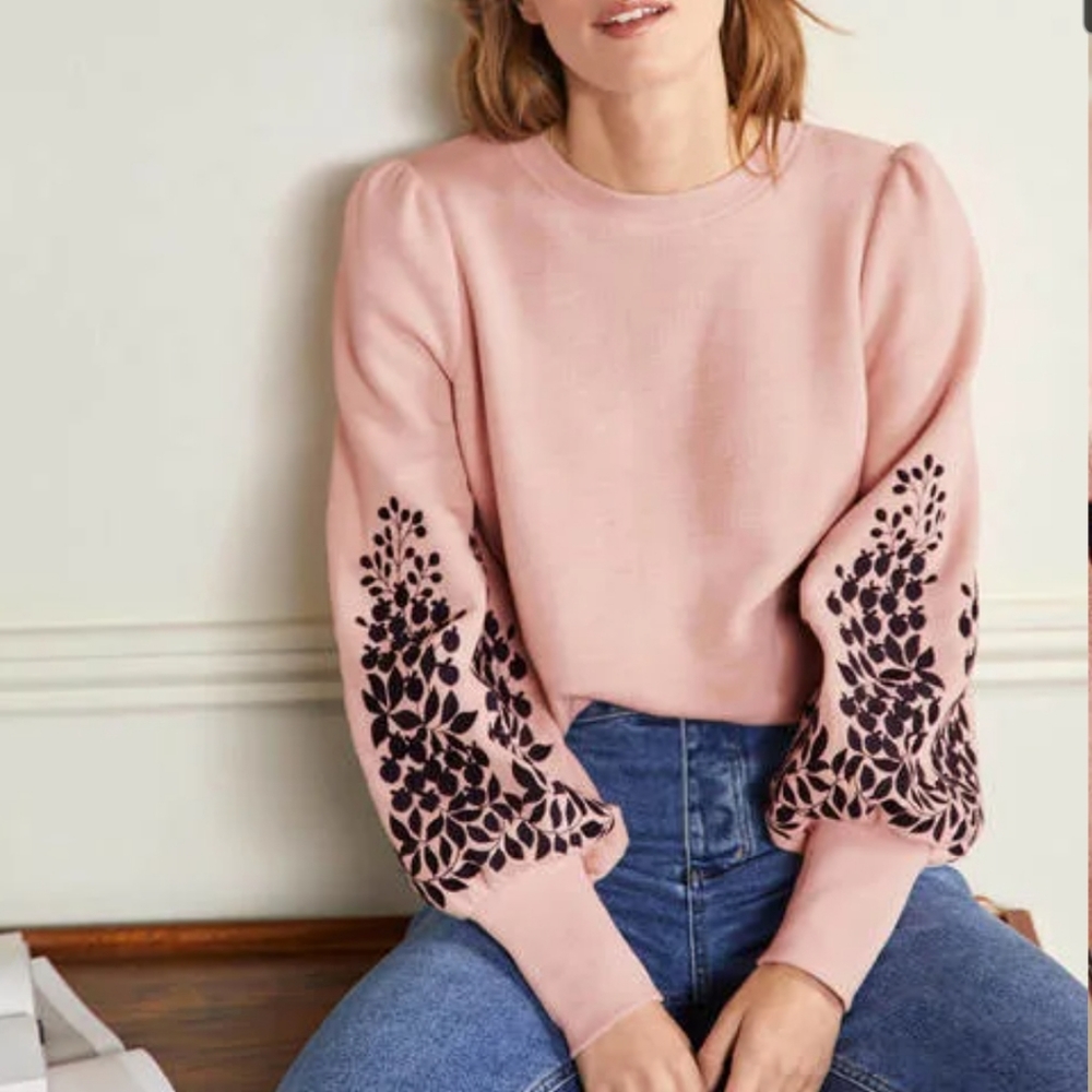 Boden Embroidered Blouson sweatshirt